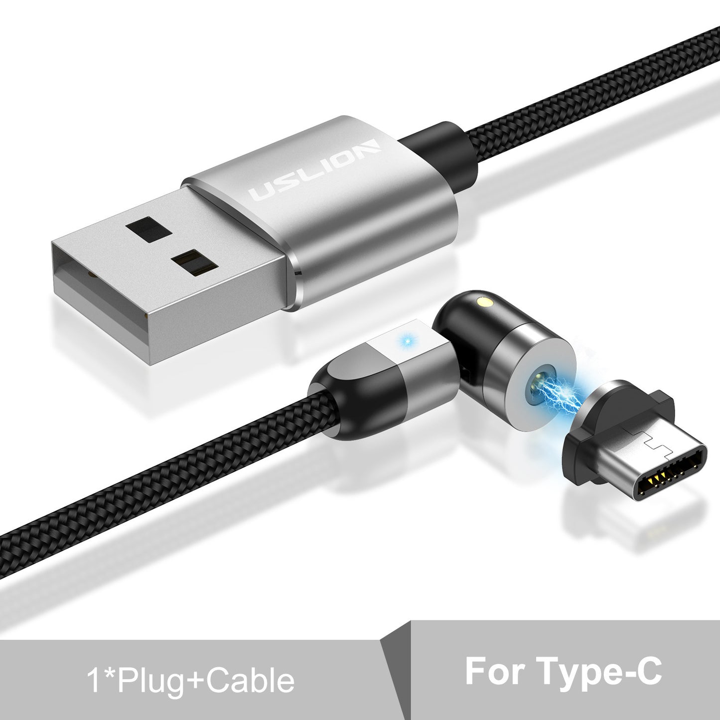 Magnetic data cable Sliver For type c 2m