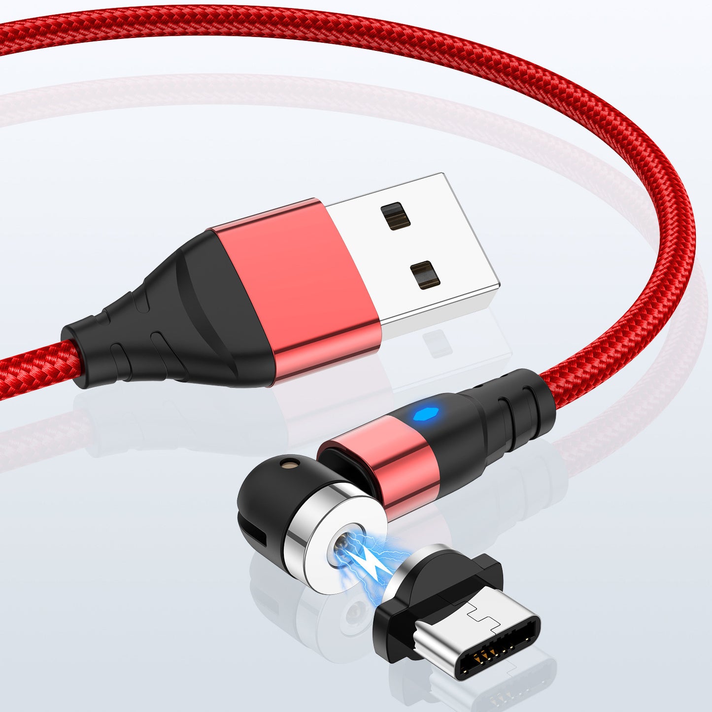 Magnetic data cable - Android/iOS/Type-C Red