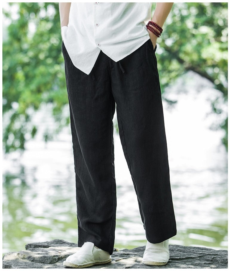 Linen Pants Men's Thin Breathable Casual Pants