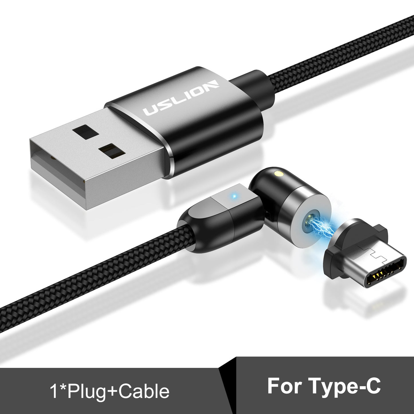 Magnetic data cable Black For type c 2m