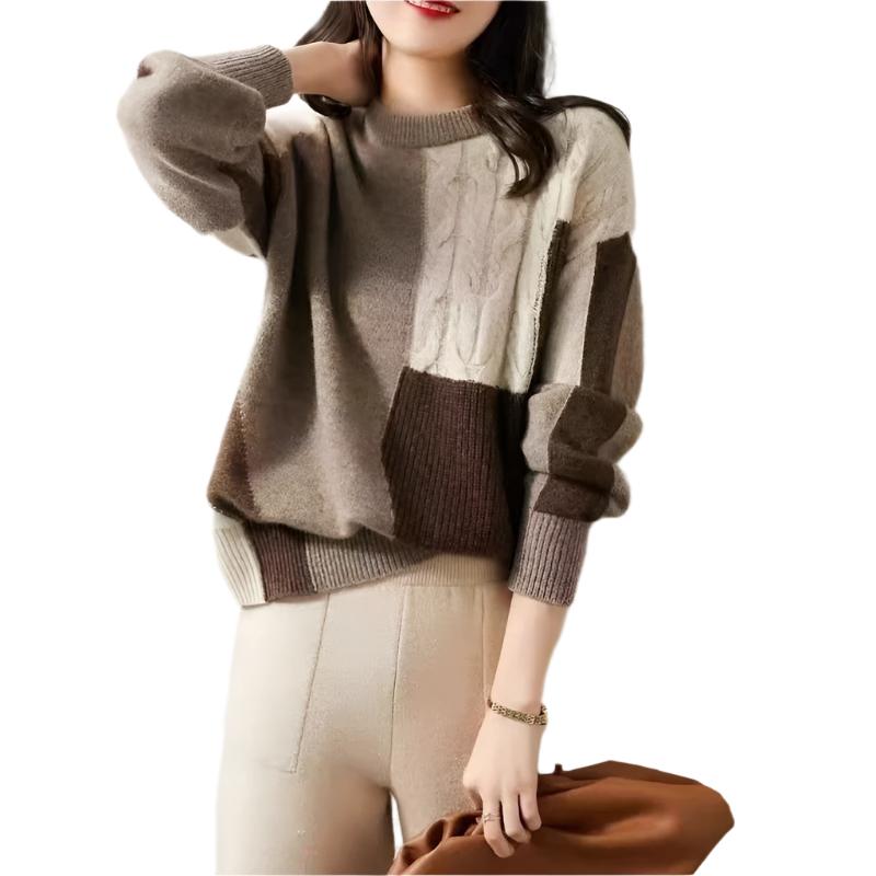 Trendy Twist Multi-colored Half-turtleneck Thick Sweater