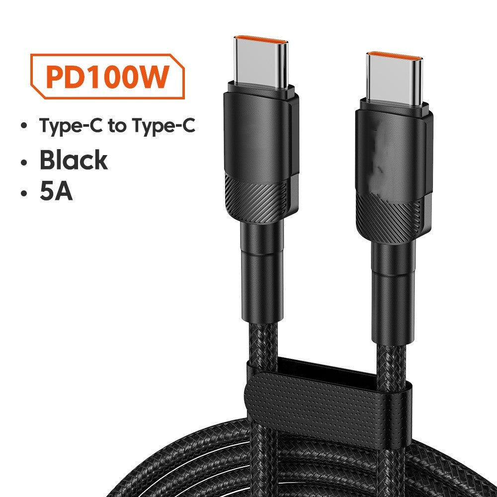 Aluminum Alloy Data Cable PD100W Quick Charge Cable USB Charging Cable C100W black