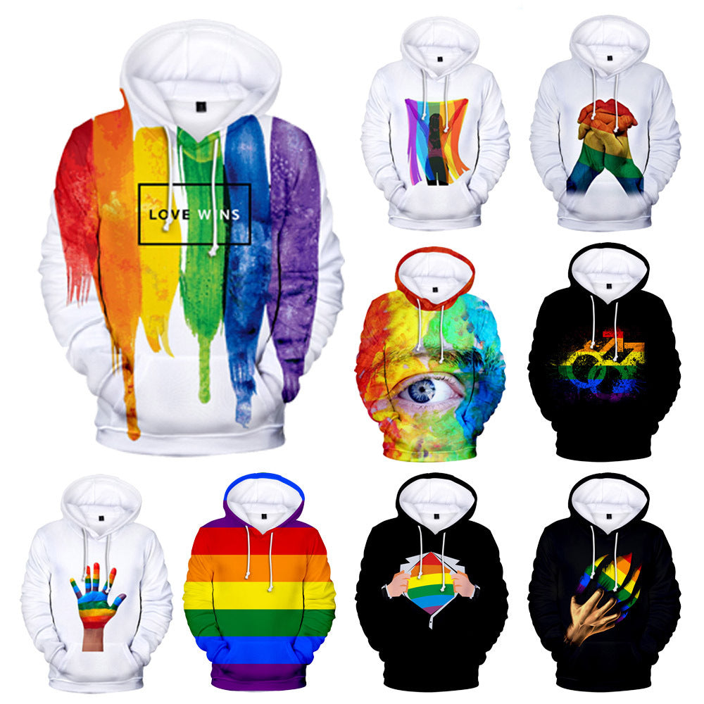 Gay Day Parade Leisure 3D Digital Printing Pullover Hoodie Men And Women