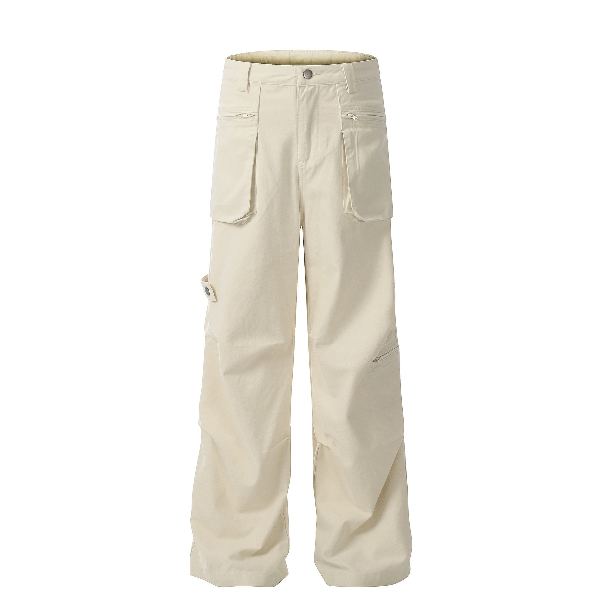 Cotton Loose Straight Cargo Pants Men Apricot