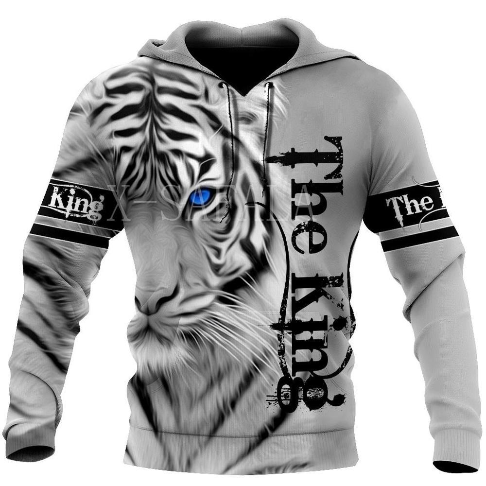 Cool White Tiger 3D All Over Print Hoodie Men Sweatshirt Zip Pullover Casual Jacket Hooded