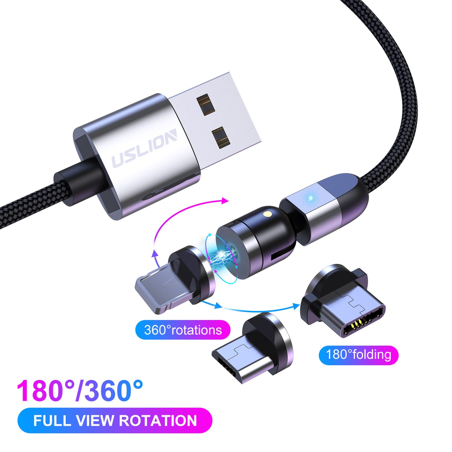 Magnetic data cable Sliver 3 in 1 2m