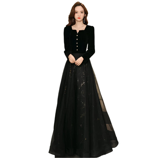 Women's Temperament Long Sleeve Party Dress Skirt