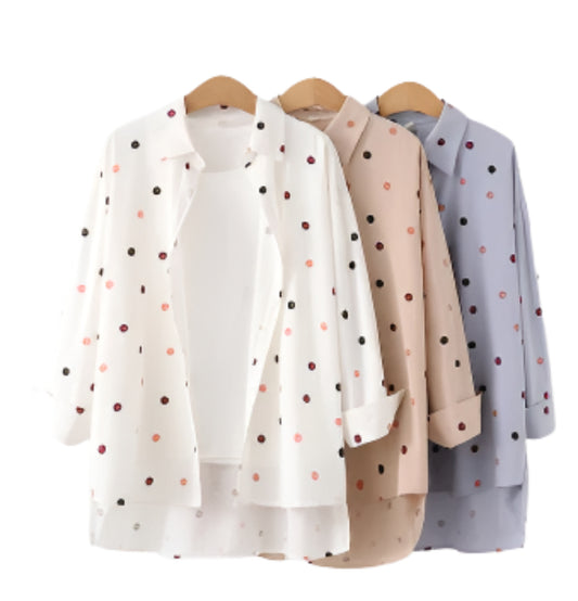 Women Polka Dot Print Blouse Shirts