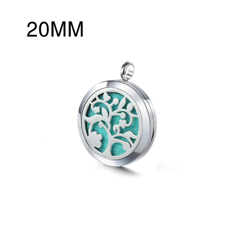 Stainless Steel Hollow Pendant Life Tree Perfume Pendant Steel 20MM