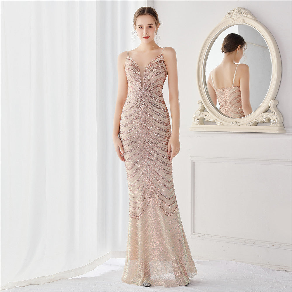 Dream Celebrity Party Party Evening Dress Long Slim Gold