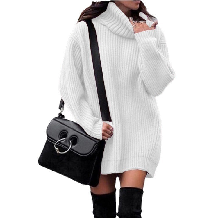 Fashionable Knitted Dress Sweaters Women's Clothing White Cashmere