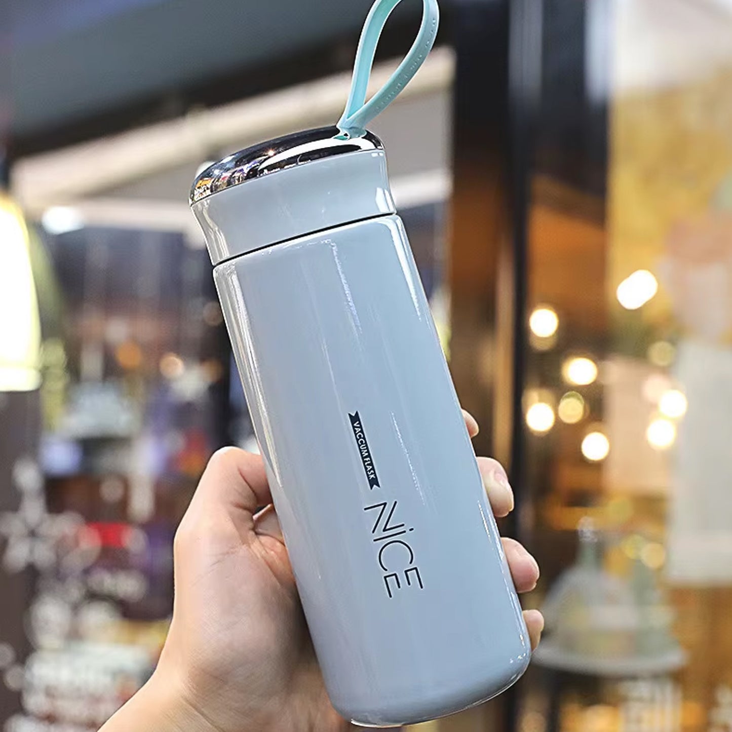 Water Bottle 400ml Leak Proof Glass Water Bottle With Daily Water Intake For Gym And Children Nice Bottle (1 Pc Light Blue Color)