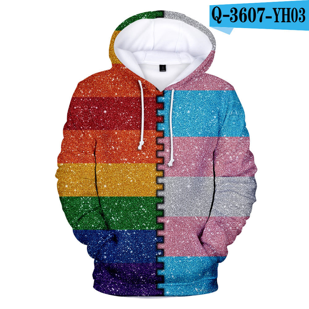 Gay Day Parade Leisure 3D Digital Printing Pullover Hoodie Men And Women F Style