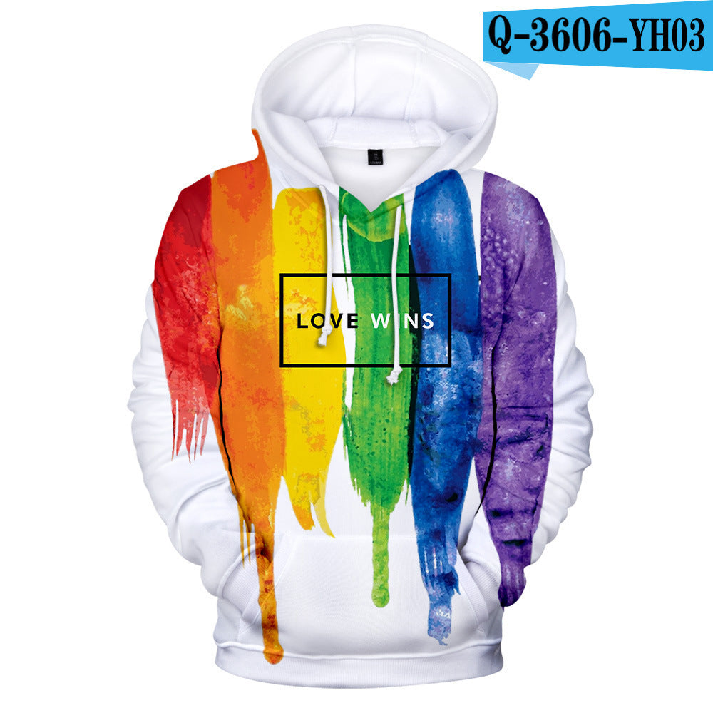 Gay Day Parade Leisure 3D Digital Printing Pullover Hoodie Men And Women E Style