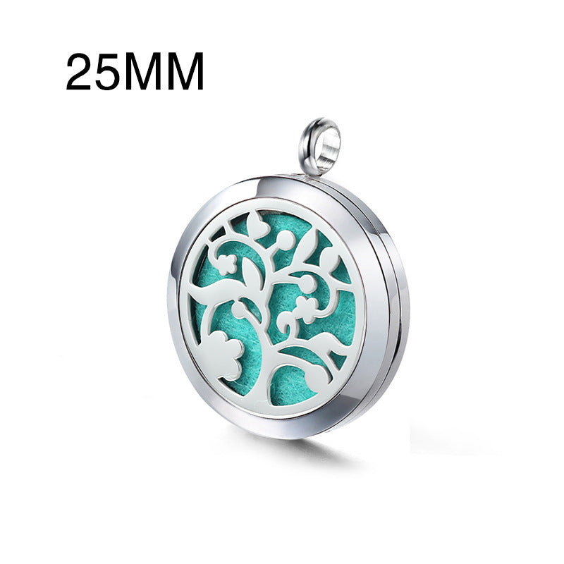 Stainless Steel Hollow Pendant Life Tree Perfume Pendant Steel 25MM