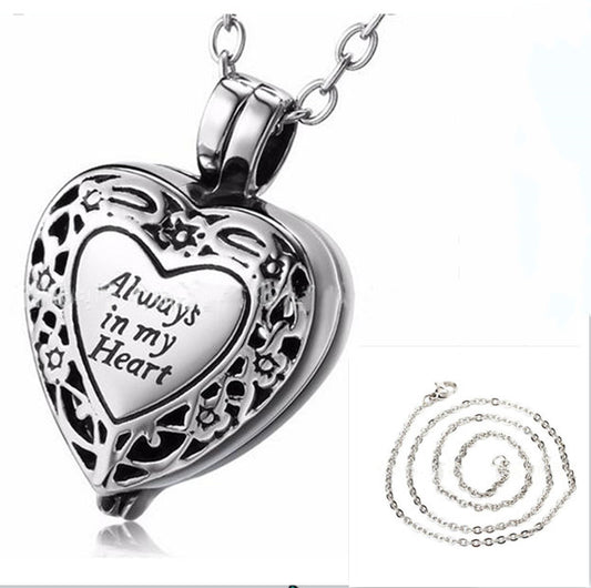 European And American Retro Heart-shaped Perfume Bottle Necklace Silver Necklace