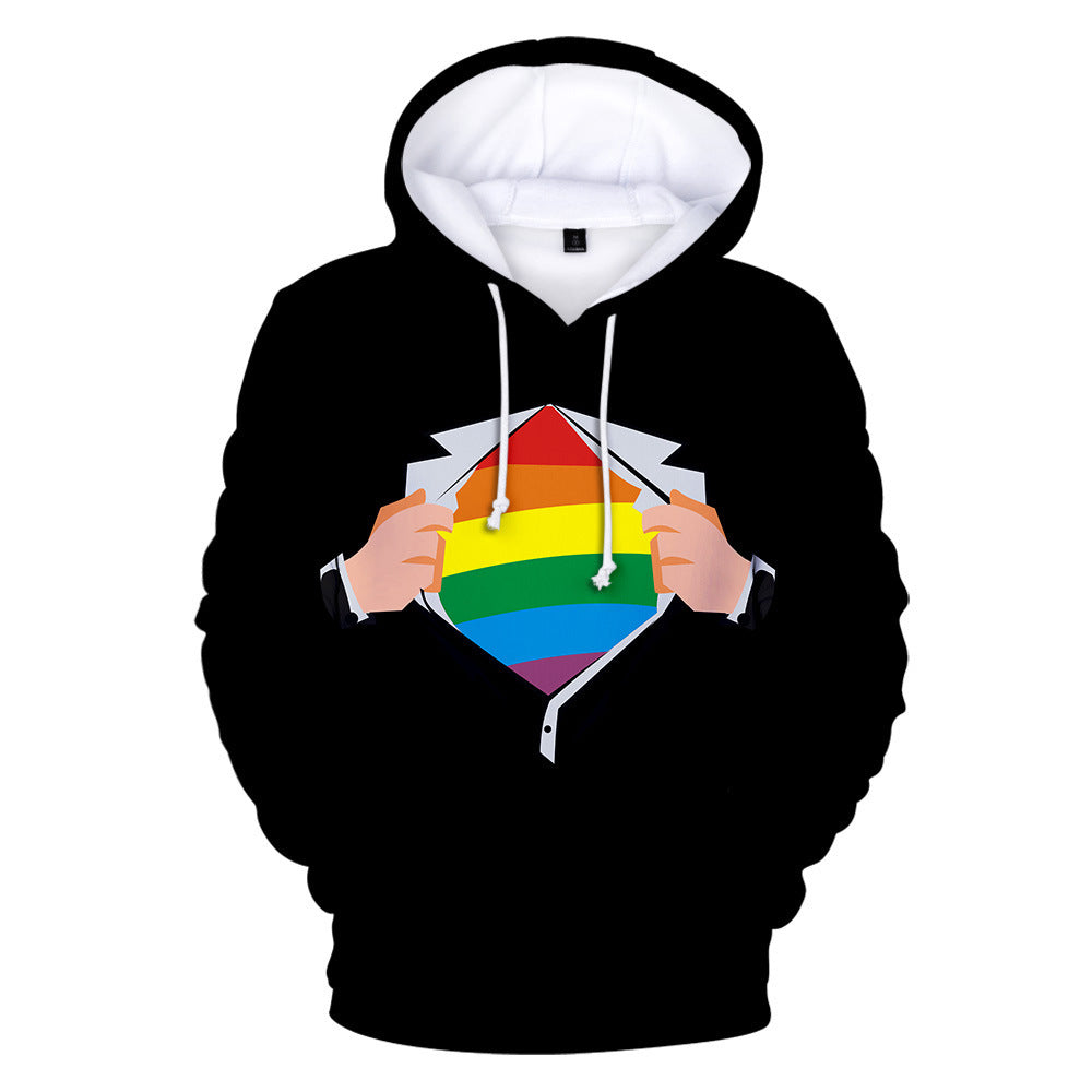 Gay Day Parade Leisure 3D Digital Printing Pullover Hoodie Men And Women