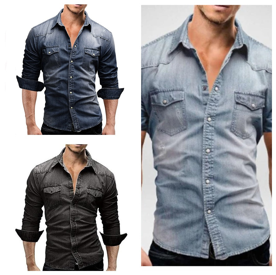 Men Shirt Brand Male Long Sleeve Shirts Casual Solid Slim Fit Set