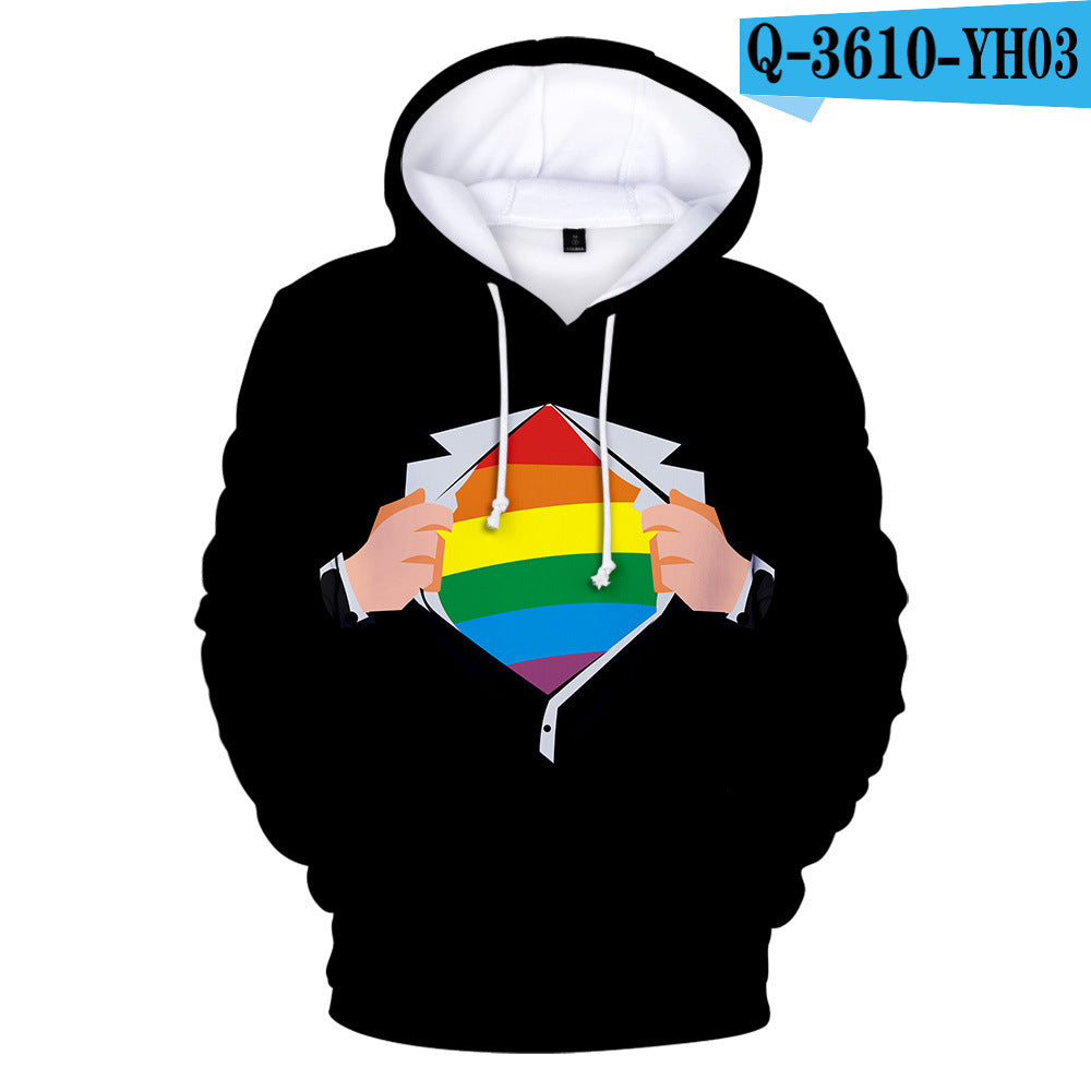 Gay Day Parade Leisure 3D Digital Printing Pullover Hoodie Men And Women I Style