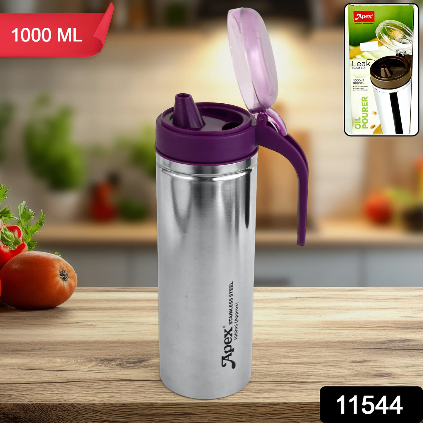 Apex 1000ml Approx. Stainless Steel Oil Pourer/Dispenser (1 Pc)