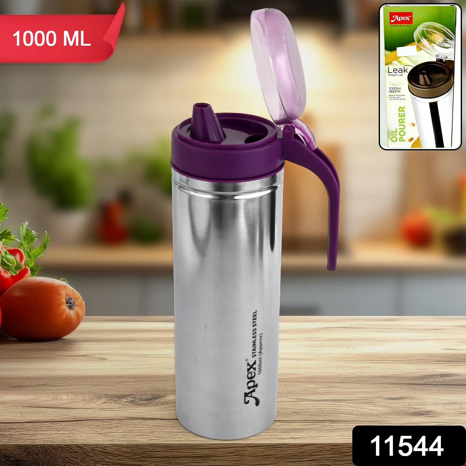 Apex 1000ml Approx. Stainless Steel Oil Pourer/Dispenser (1 Pc)