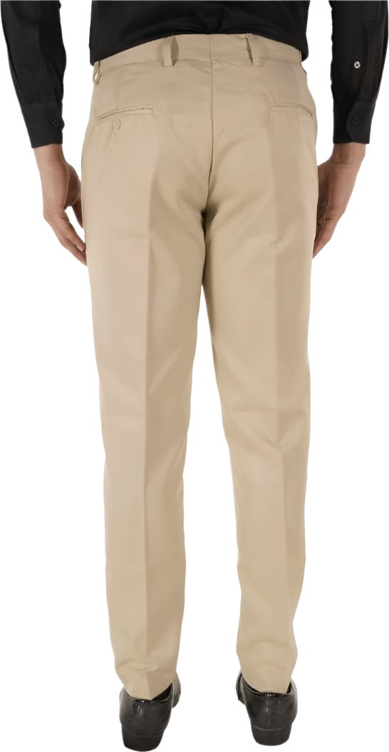 Lycra Beige Blend Solid Regular Fit Mens Formal Trousers