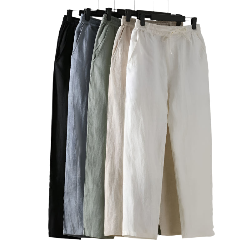 Men's Loose Plus Size Cotton And Linen Cropped Casual Pants