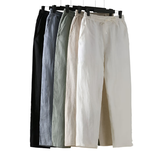 Men's Loose Plus Size Cotton And Linen Cropped Casual Pants