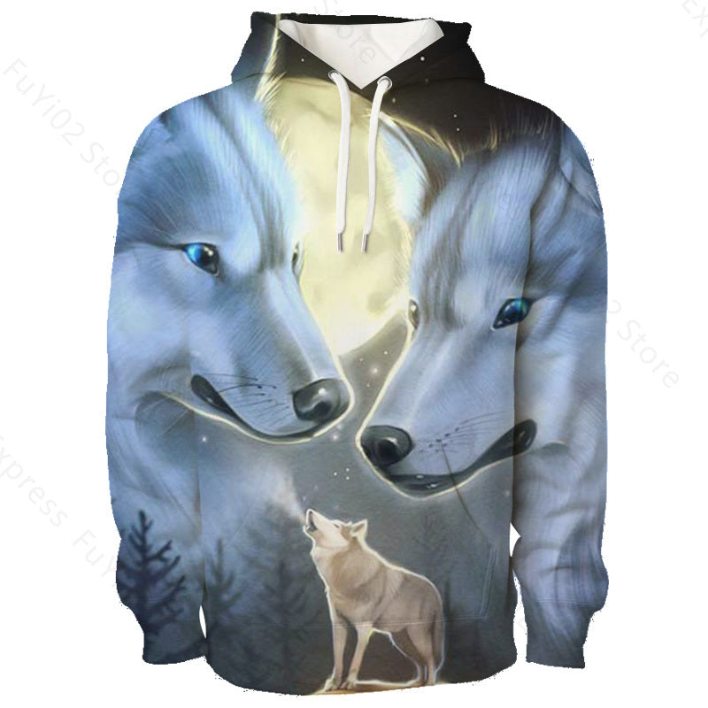 Animal 3d Wolf Pattern Hoodie Men And Women Sports Casual Wear 7 style