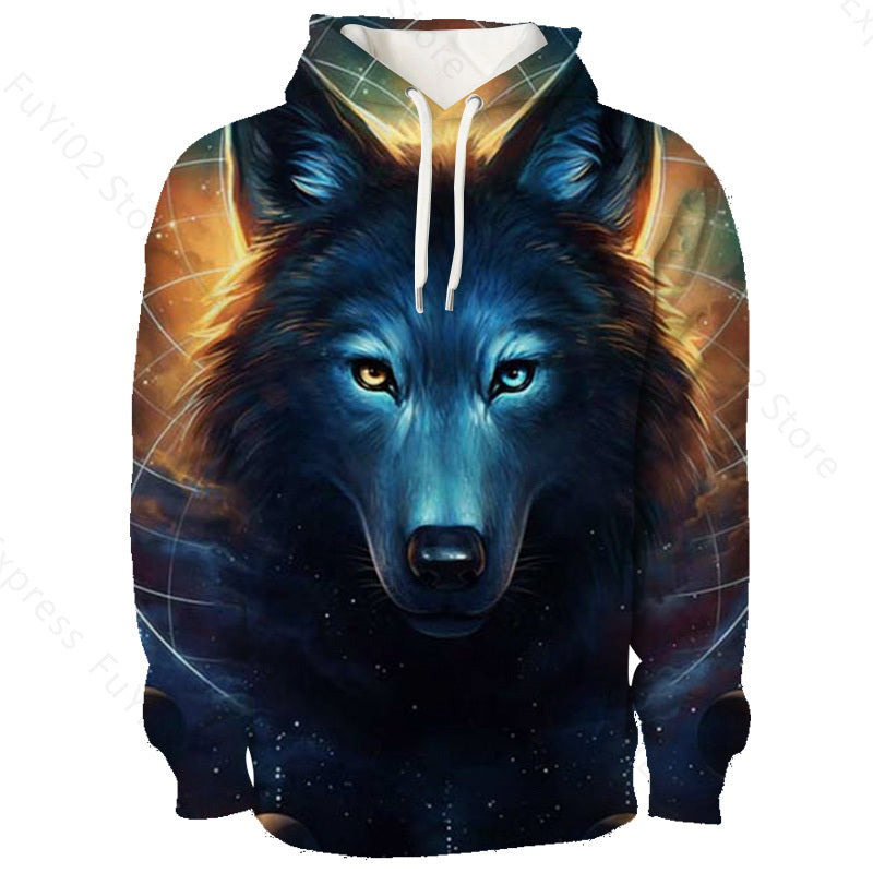 Animal 3d Wolf Pattern Hoodie Men And Women Sports Casual Wear 5 style