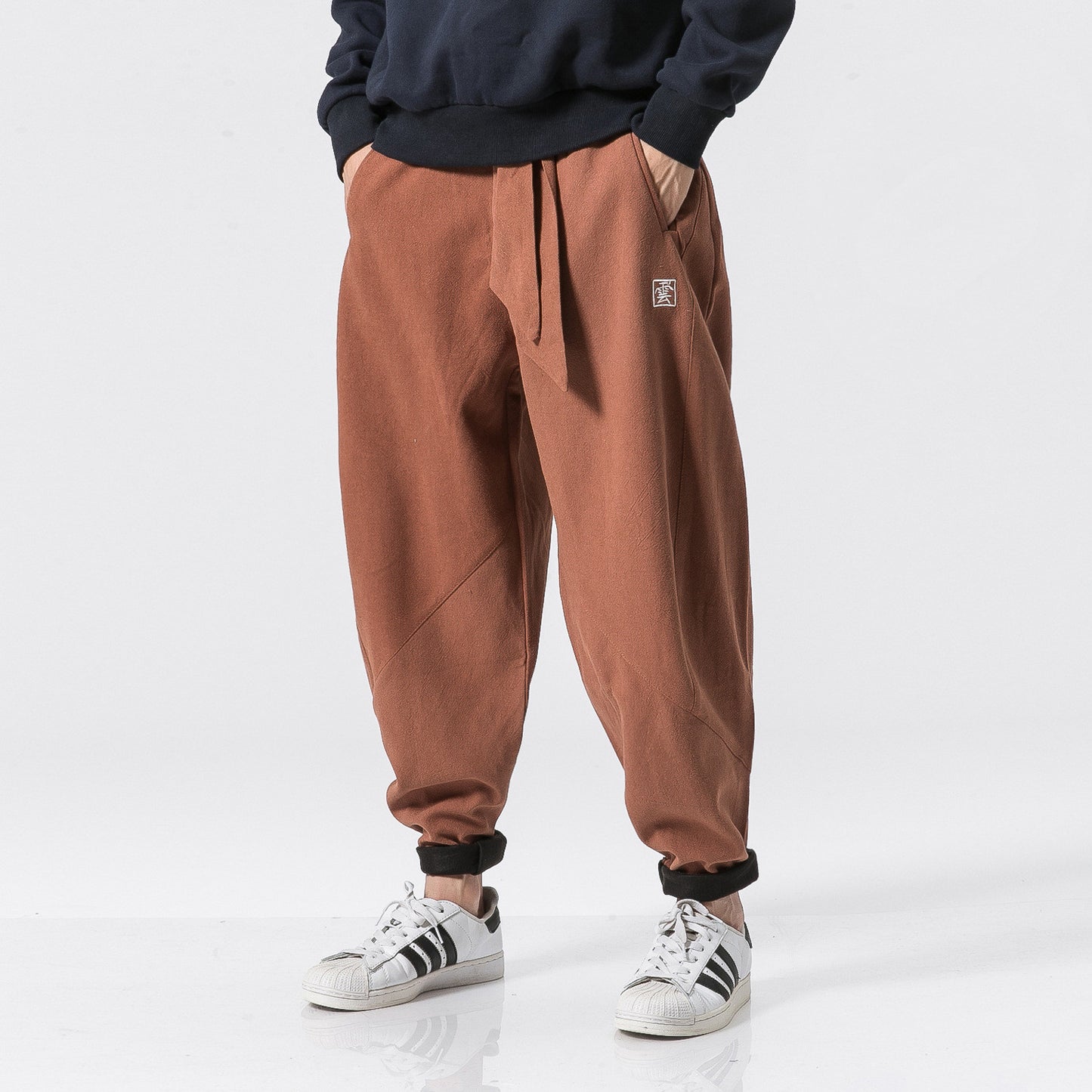 Casual Pants Plus Cashmere Men Orange