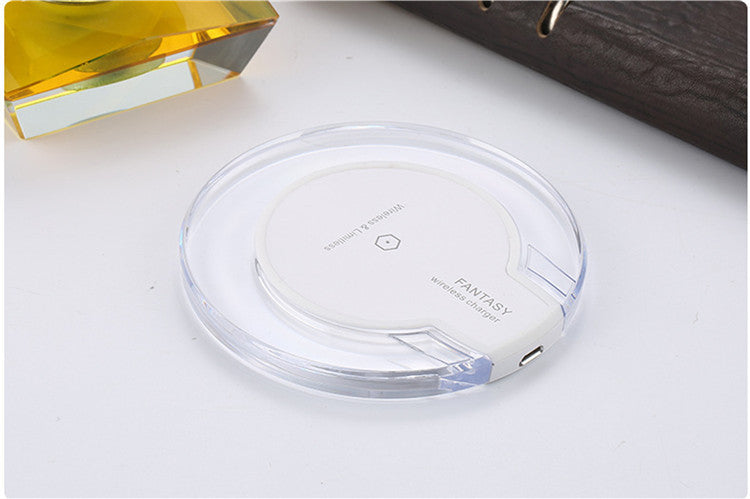 New Wireless Crystal Round Charging Pad Dock Charger With Receiver For Apple White