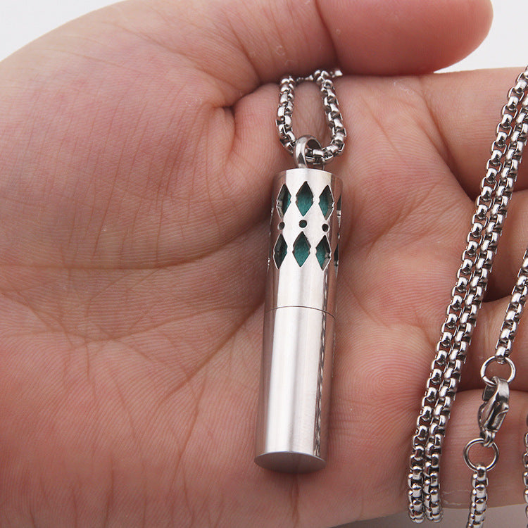 Men's Titanium Steel Simple Perfume Necklace SY851