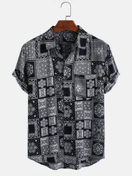 Short Sleeve Shirts Men's Printed Shirts Black