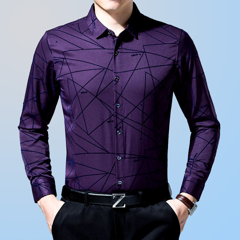 Striped men's shirts Purple