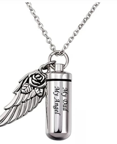 Cylindrical urn wing pendant, perfume bottle jewelry B