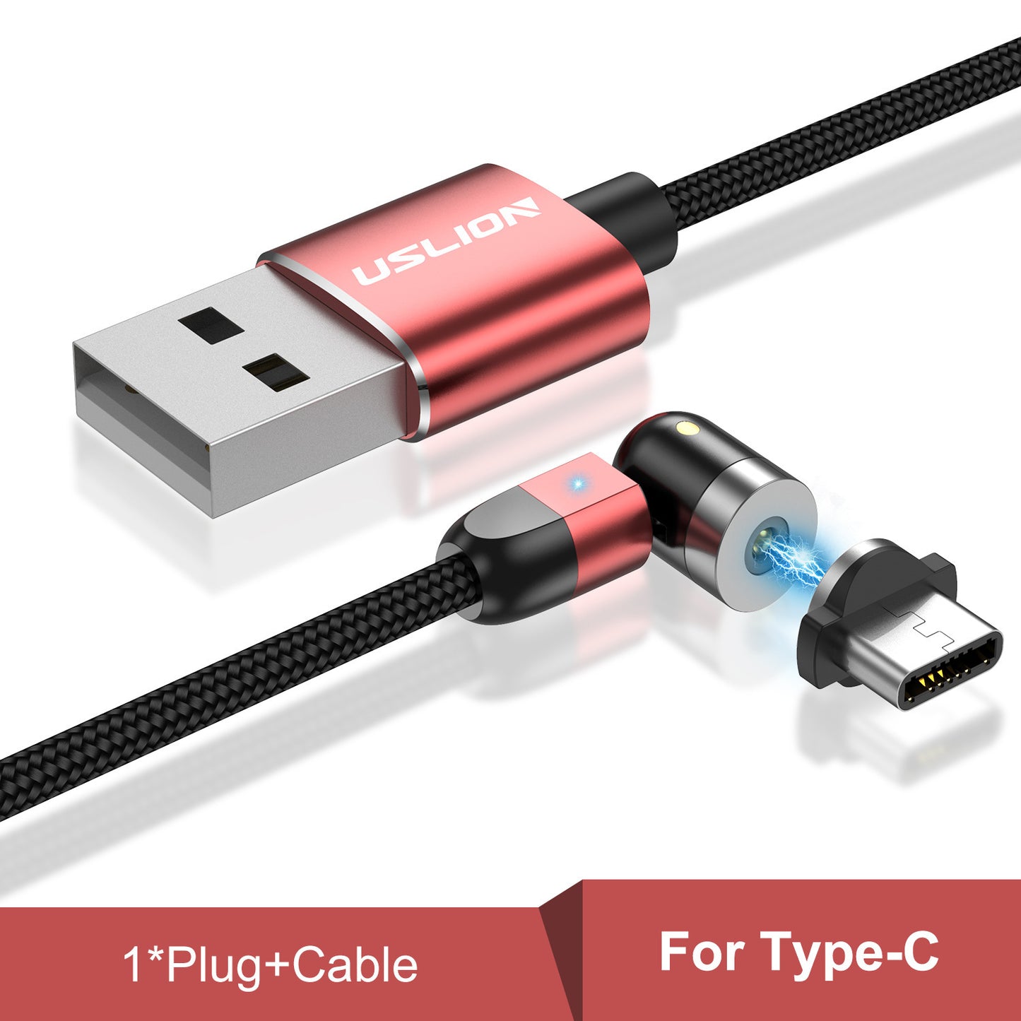 Magnetic data cable Red For type c 2m