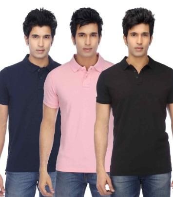 Poly Cotton Solid Half Sleeves Mens Polo T-shirt (Pack of 3) Multicolor Poly Cotton