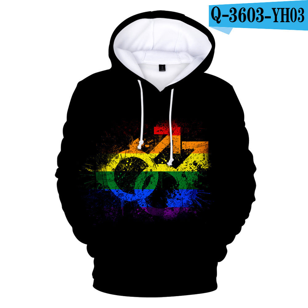 Gay Day Parade Leisure 3D Digital Printing Pullover Hoodie Men And Women B Style