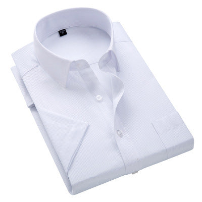 Summer New Men's Business Short-sleeved Shirts, Vertical Tooling Men's Casual Shirts White D087