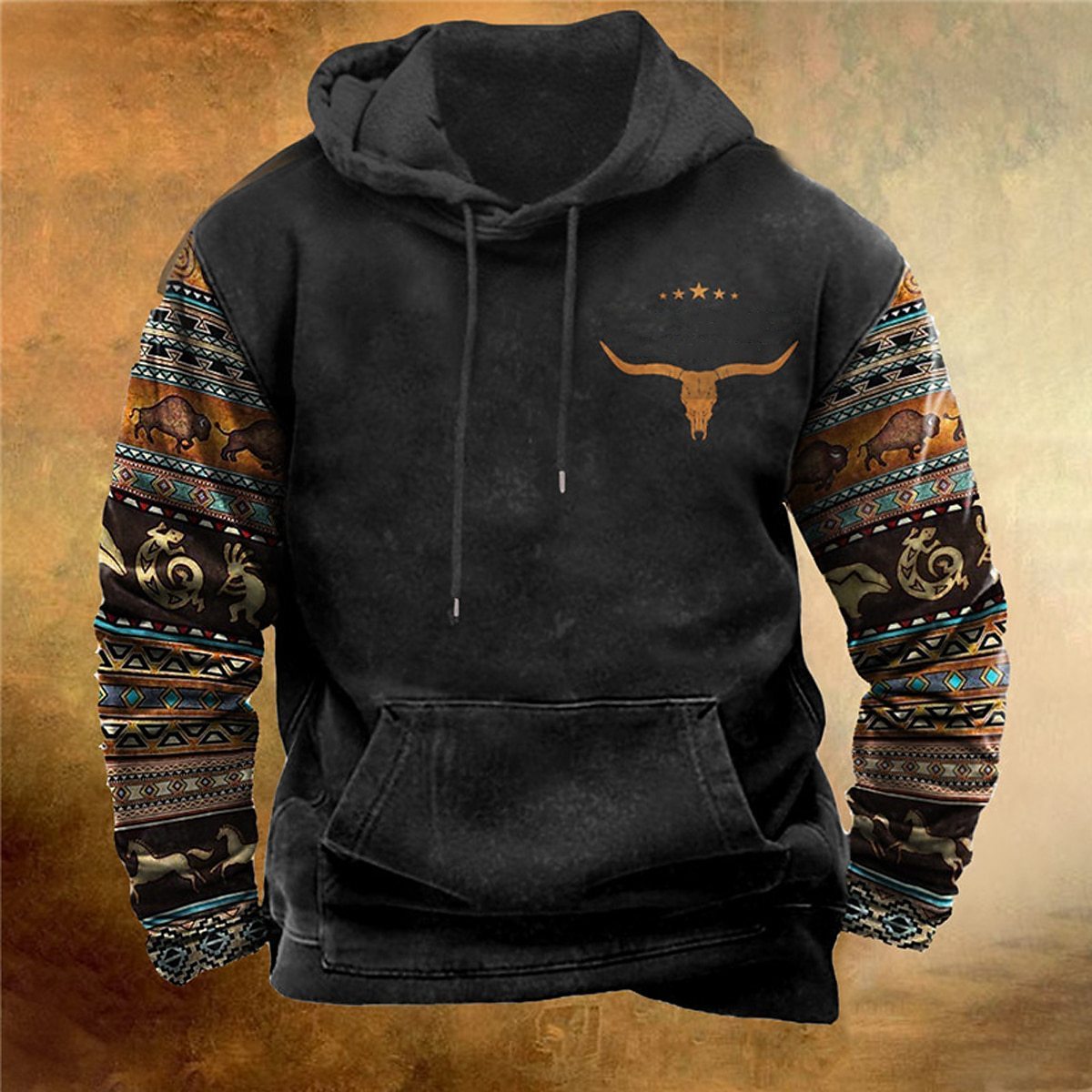 Men's Pullover Hoodie Bohemian Style 3h 5YYM0