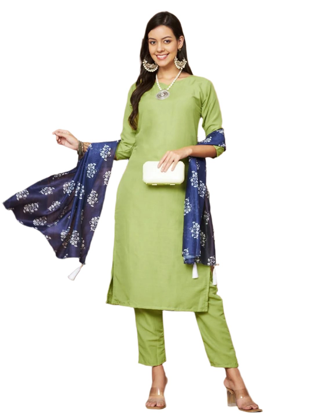 Women Straight Kurta with Floral Print Dupatta