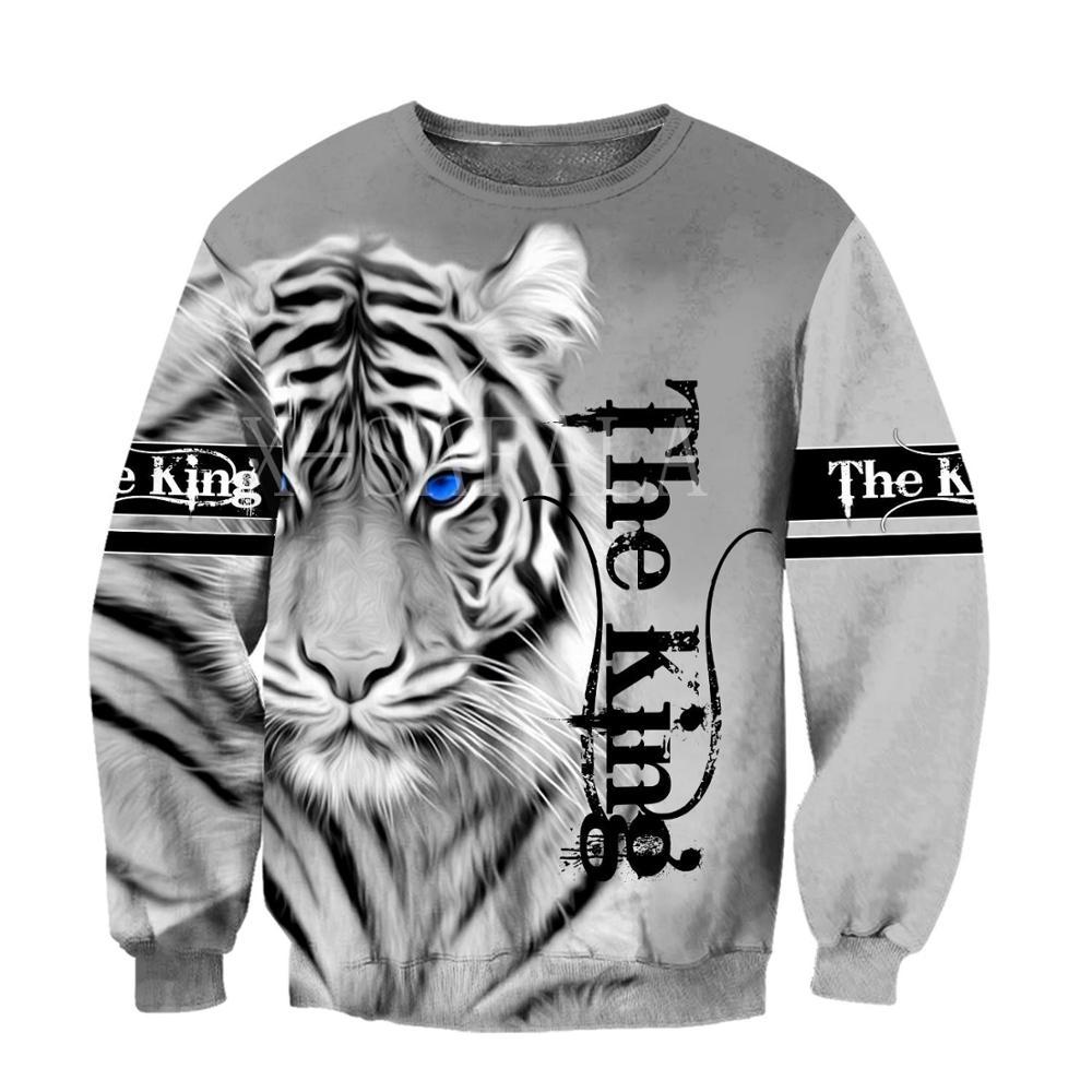 Cool White Tiger 3D All Over Print Hoodie Men Sweatshirt Zip Pullover Casual Jacket Sweatshirt