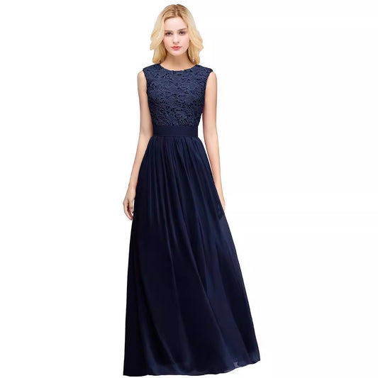 Sleeveless Sexy Elegant Wedding Party Dress Navy Blue