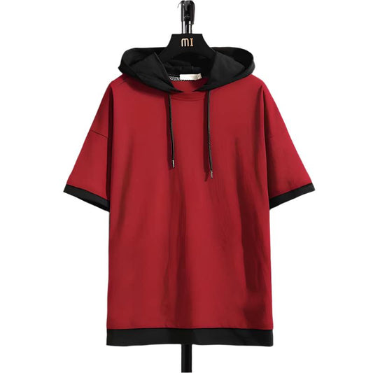 Men's Casual Cotton Printed Hoodies Red Cotton blend