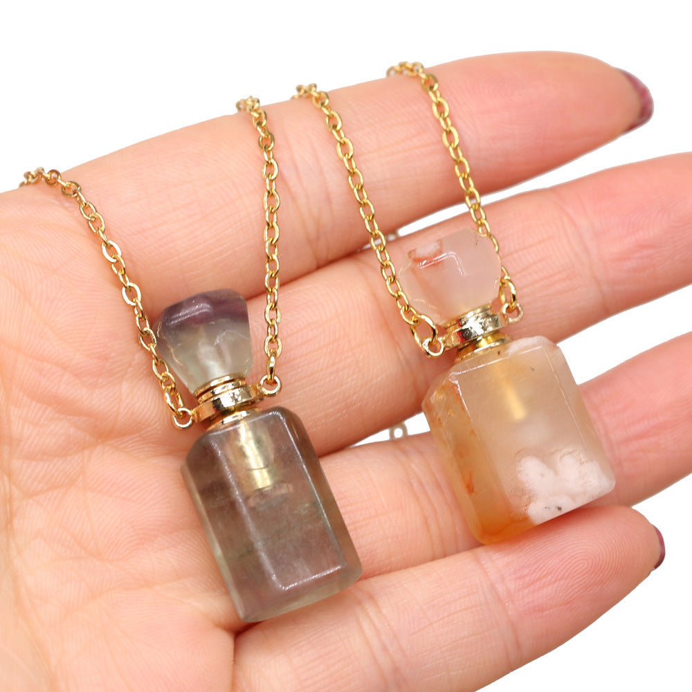 Exquisite Natural Stone Necklace Perfume Bottle Pendant