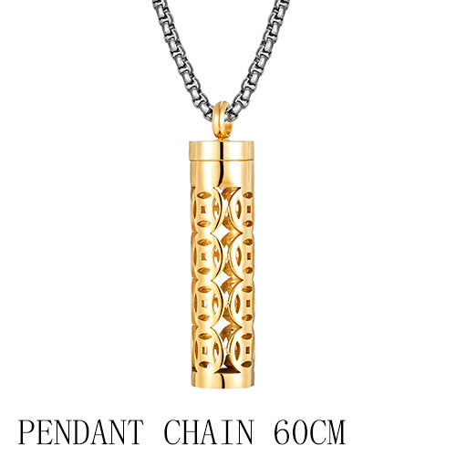 Titanium Steel Hollow Aromatherapy Necklace Perfume Diffuser Gold Pendant Gold Chain