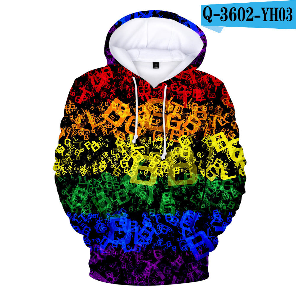 Gay Day Parade Leisure 3D Digital Printing Pullover Hoodie Men And Women A Style