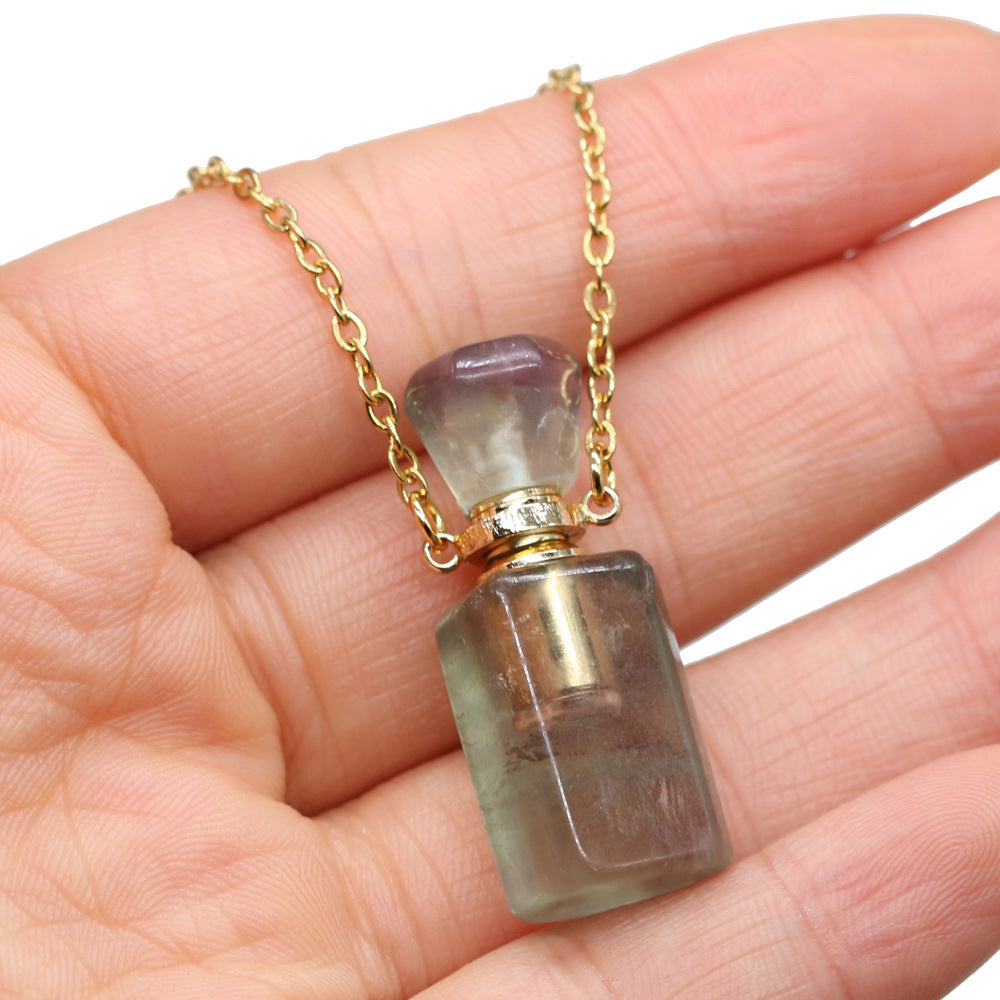 Exquisite Natural Stone Necklace Perfume Bottle Pendant