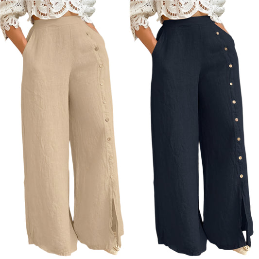 Slit Wide Leg Pants High Waist Pants Loose Urban Casual Pants